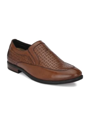 Men Brown Textured Formal Loafers