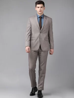 Men Grey Slim Fit Single-Breasted Two-Piece Fashion Formal Suit